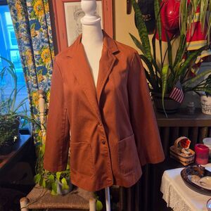 Vintage 70s 80s Ship’n Shore Inner Visions Rust Blazer Jacket Size Medium